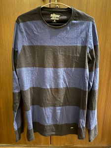 Blue And Black Stripes Full Sleeve Tshirt