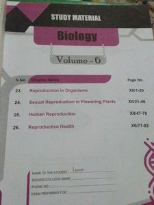 Milestone Biology Study Material - Class 12th