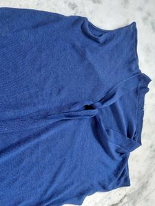 Blue Sleeveless Tie-Neck Top