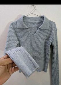 Stylish Gray Knit Crop Top