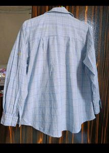 Blue Plaid Button-Up Shirt