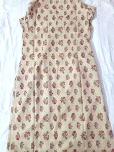 Elegant Beige Floral Cotton Kurta