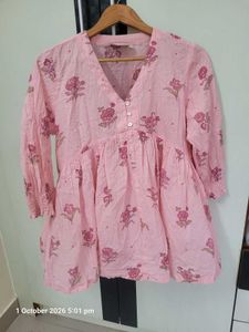 Pink Floral Print Kurta