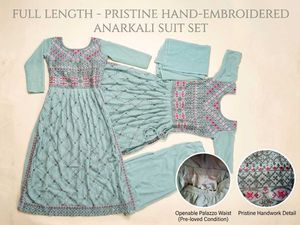 Pristine Hand-Embroidered Anarkali Suit Set ( kurt