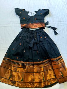 Elegant Black & Copper Ethnic Skirt Set 4-5 years