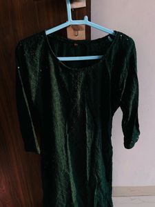 Dark Green Kurta with sequin design