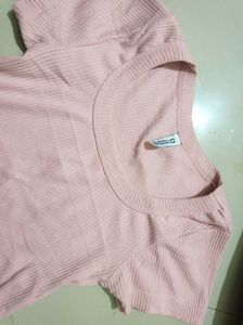 Ribbed Pink Cropped Top