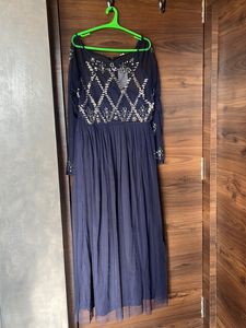 Street 9 Beautiful Blue Embellished Net Maxi