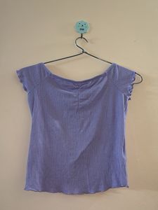 Cute Off-Shoulder Ribbed Top