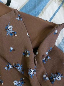 Brown Floral Mini Skirt