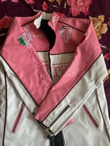 Ferrari Pink White Leather Jacket