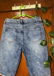 Washed Denim Bermuda Shorts