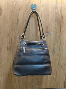 Lancaster Black Leather Drawstring Bucket Bag