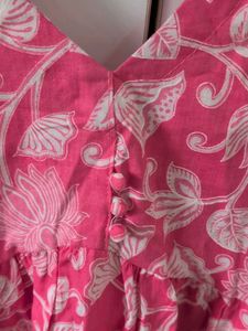 Pink cotton corset kurti top (peplum)