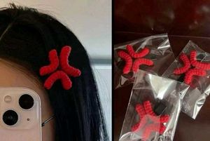 Kawaii Red Anger Mark Hair Clips
