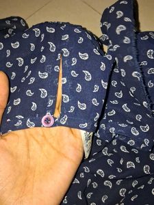 Navy Blue Printed Boho Top