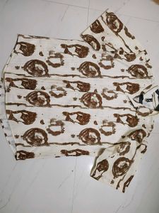 beautiful cream and brown combination shirt