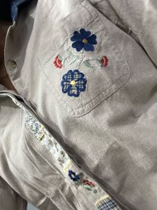 Stylish Beige Embroidered Shirt