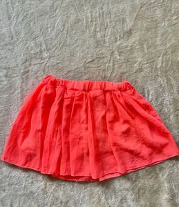 Neon Orange Flared Skirt