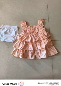 Adorable Peach Cherry Print  with Ruffles fro