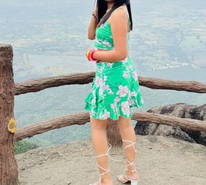 Green Floral Crop Top &amp; Skirt Set