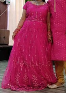 Pink Embroidered Indian Dress
