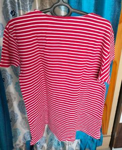 Vibrant Red &amp; Striped Tops - Set of 2