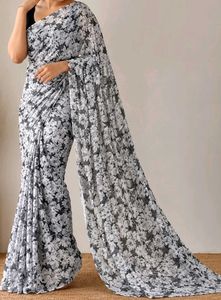 Monochrome Floral Print Fabric