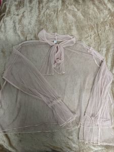 Sheer Pink Bow Blouse