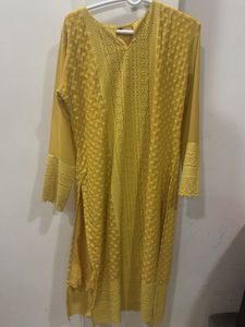 Elegant Yellow Chikankari Kurta