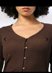 Brown Textured Button-Up Cardigan