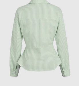 SAVANA 70% COTTON Striped Waist-cinching Shirt