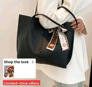 Classic Black Faux Leather Tote Bag