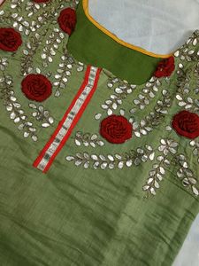 Green Embroidered Kurti