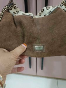 Leopard Print Hobo Bag with Chain Detail