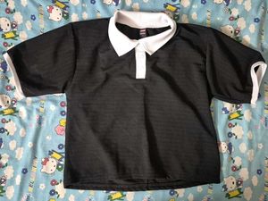 Black Polo Shirt with White Accents