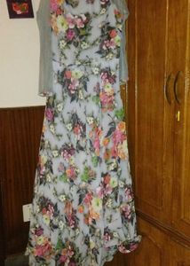 Floral Print Ethnic Gown without duppata