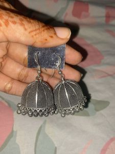 Silver Jhumka Earrings