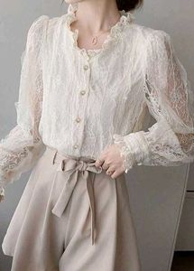 Vintage Elegant White Lace Blouse