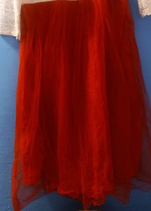 Very Preety Red And White Dress