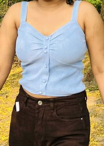 Indigo blue sleeveless crop top