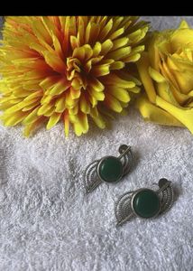 Ethnic Green Stone Earrings