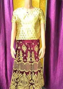 Baby Girls Bridal Elegant Brocade Lehenga Koti