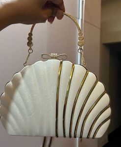 Sparkly White Shell Clutch Bag