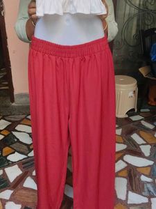 Berry Red Wide-Leg Pants