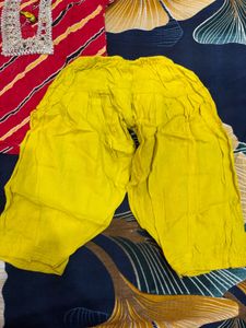 Vibrant Red Kurta Set with Yellow Pants