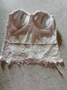 White Lace Halter padded Top