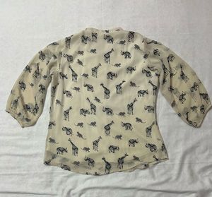 Cream Animal Print Semi-Formal Top