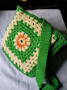 Vibrant Green Crochet Sling Bag