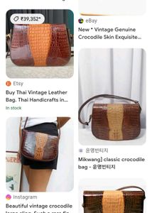 Vintage Crocodile Embossed Shoulder Bag